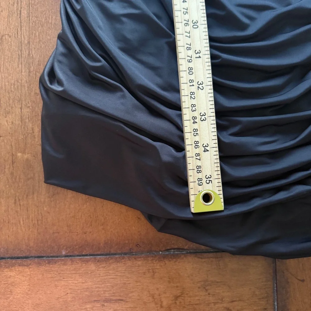 Cache Womens Black Ruched Bodycon Cocktail Dress Long Sleeve V-Neck Size S - Picture 8 of 8